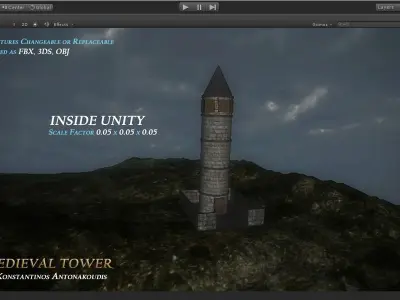 Old Medieval Tower Low-poly 3D model purchase