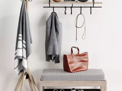 Hallway Floor Hanger Shelf Bench Pottery Barn Bag 3D model