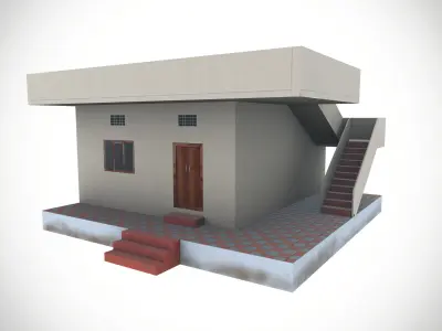 Cement Village House  Low-poly 3D model