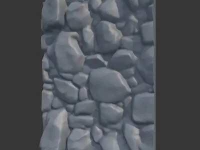 Battered Stone Wall High Poly 3D model