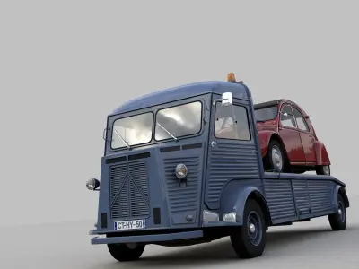 CITROEN HY TRUCK 1950 and CITROEN 2CV 1957 3D model