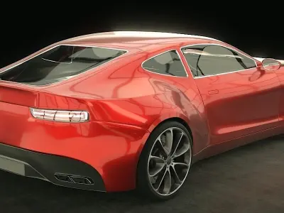 Generic concept sports car with rig and full interior 3D model