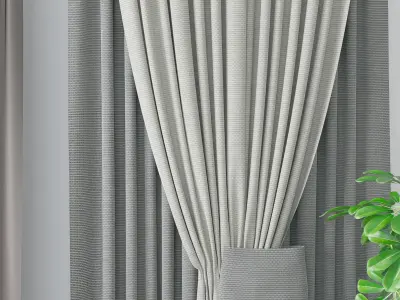 Modern fabric curtain 3D model