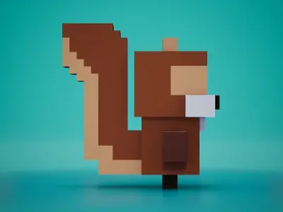 Voxel - Squirrel Low-poly 3D model