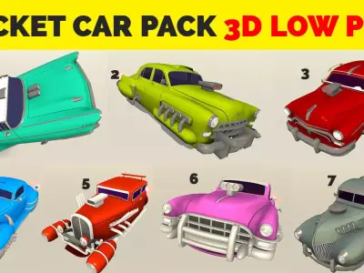 Rocket Car Pack 3D  Low-poly 3D model