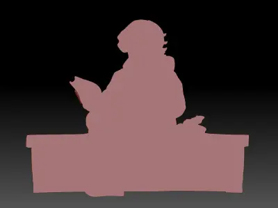 A boy is reading a book 3D print model