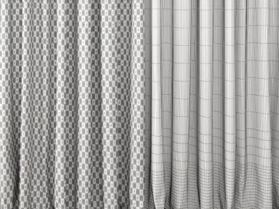 Curtain living room with curtains 3D model