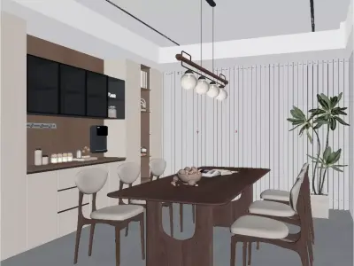 Modern Minimalist Dining Room 3D model
