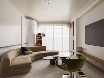 Modern living room dining room interior scenes 294 3D model
