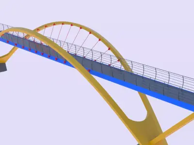 Pedestrian bridge PBR V 3D model