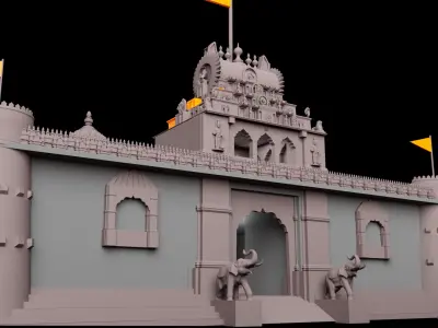 Traditional Balaji Temple - 3D Architectural Model Low-poly 3D model