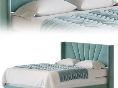 Boyd Sleep Valencia Velvet Upholstered Platform Bed 3D model