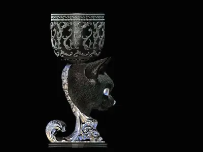 Deluxe Ornamental Cat Goblet Chalice 3D print model