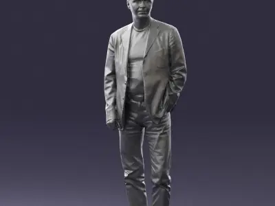 Guy gray blazer and jeans 0616 3D model