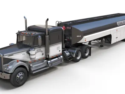 Kenworth W900A tanker Low-poly 3D model