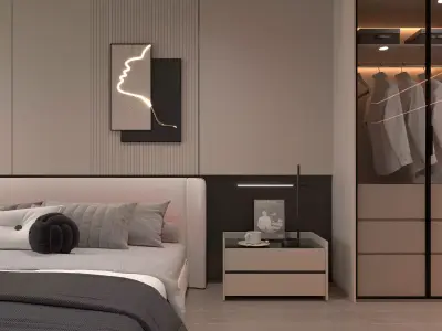 Bedroom interior 20 Low-poly 3D model