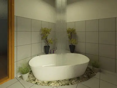 Modern Washroom with Raining Shower   3D model