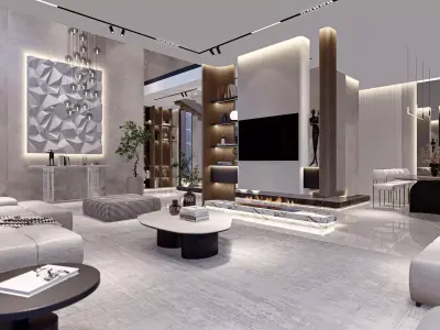  Living Room kitchen  Sketch up File  3D model