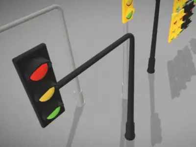 simple low poly street trafic lights Low-poly 3D model