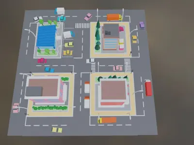 Small City Pack Low-poly 3D model