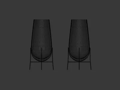 Echasse Vase 3D Model Green Smoked and Amber Glass Variants 3D model