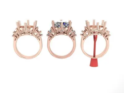 Vintage Antique Style Engagemet Ring Large Diamond 3D print model