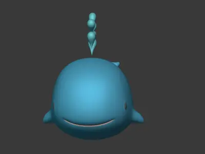 Cartoon Whale Low-poly 3D model