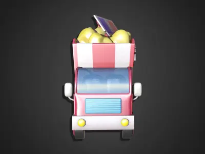 Asset - Cartoons - Food Car - Popcorn Car 3D model
