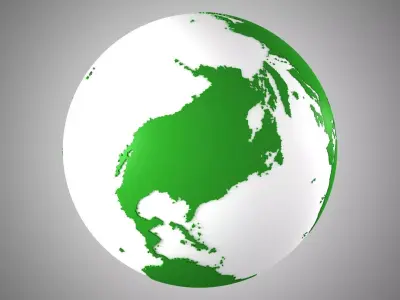 Solid Color Dark Green White Globe 3D model