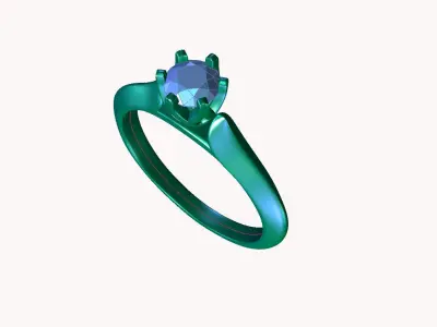 ZDR076 engagement ring with solitaire diamond 3D print model
