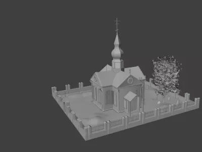 Church old russian witch cemetery 3D model