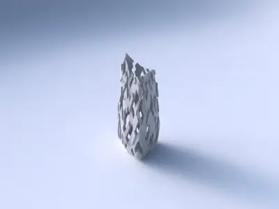 Vase curved tipping triangle 2 with cuts and bulges 3D print model