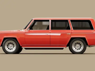 4 door generic 70s truck Low-poly 3D model
