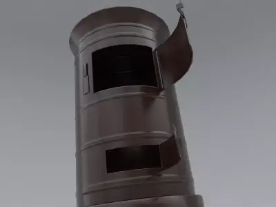 Stove PBR metal pipe with handle Low-poly 3D model