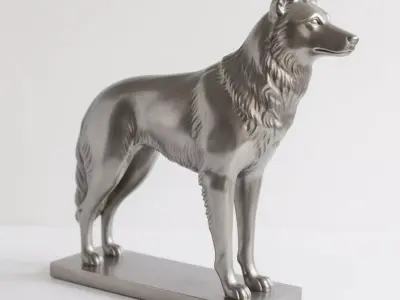 Dog sculpture 3D print model 10