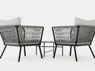 Turin Cafe set Low-poly 3D model