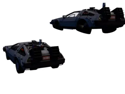 3D Back to the Future-Delorean Low-poly 3D model