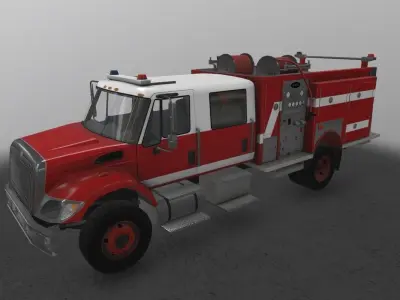 Fire Truck Red Low-poly 3D model