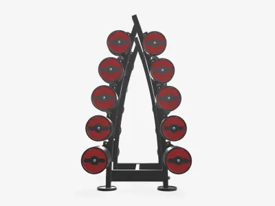 Barbell set on rack rubberized 02 3D model
