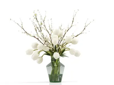 Tulip Plum Blossom Faux Watergarden 3d model 3D model