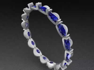 Luxury Marquise Eternity Engagement Ring 3D Print Size EU 48TO70 3D print model