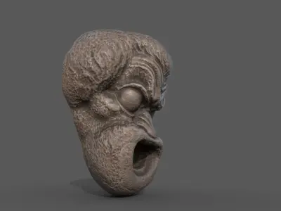 Theatre mask from Athens 2 Low-poly 3D model