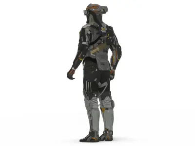 Heavy Combat Mech 3D Model Rigged for Game Engines Animation Low-poly 3D model