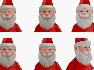 Fur Cartoon Santa Claus Rigged Low-poly 3D model