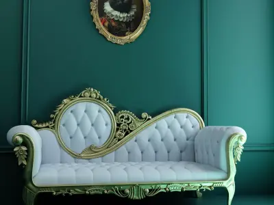 French Style Pune Settee Sofa - Chesterfield Surface 3D model