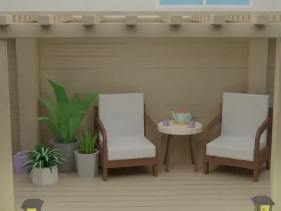 Patio Backyard Room 18 Low-poly 3D model