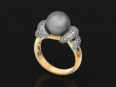 Diamond Pearl Ring 1383 3D print model