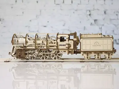 3D Wooden Locomotive Train Puzzle Model Kit 3D model