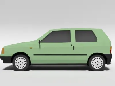 Low Poly Cartoon Fiat Uno 1983 Car Low-poly 3D model