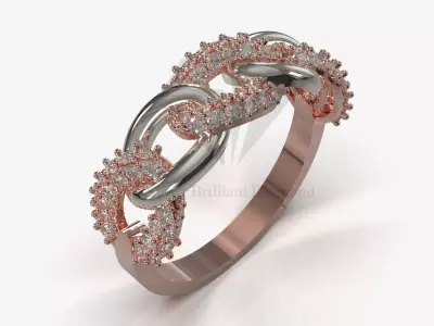 Sparkling Chain printable cad jewelry Ring model jr00325 3D print model